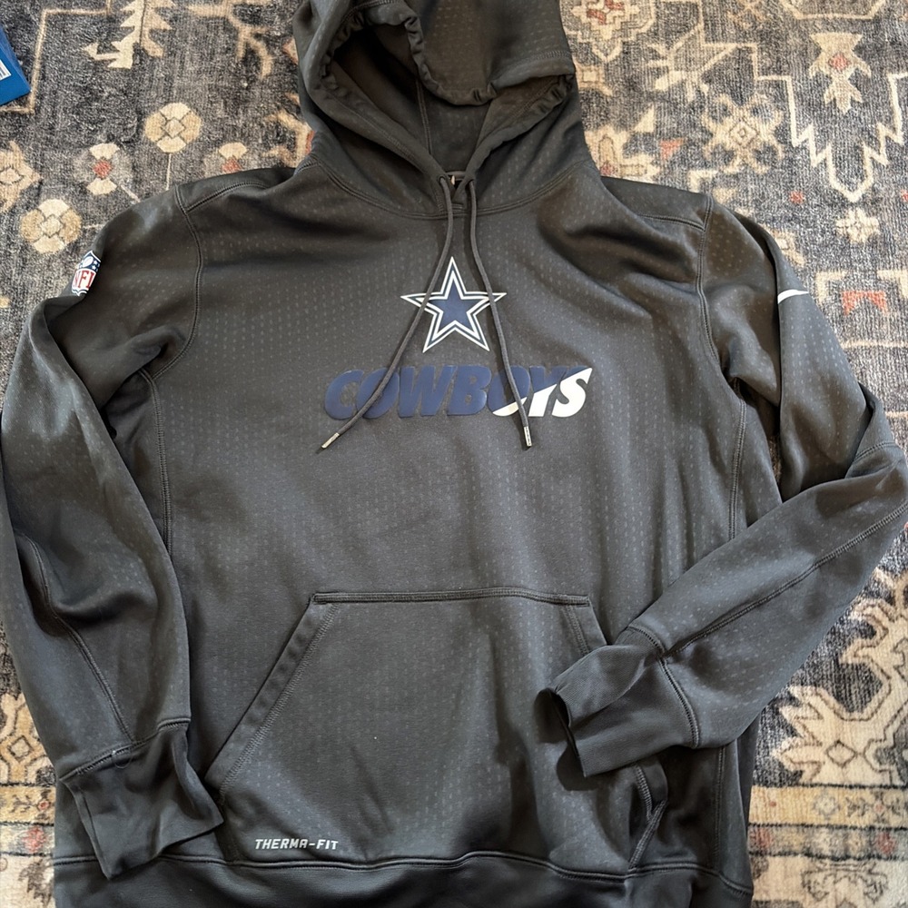 Dallas Cowboys Therma Fit Sideline KO Fleece Hoodie Anthracite Size Large